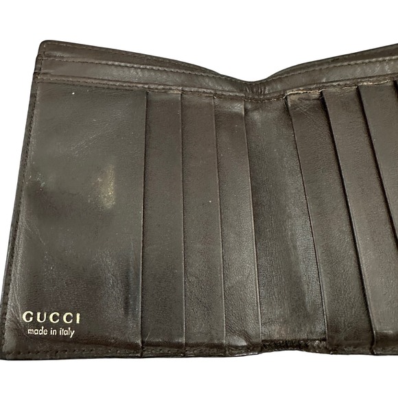 Gucci Leather Wallet Brown Snap Closure Bifold Coin Purse Vintage, flawed, used - Picture 12 of 16